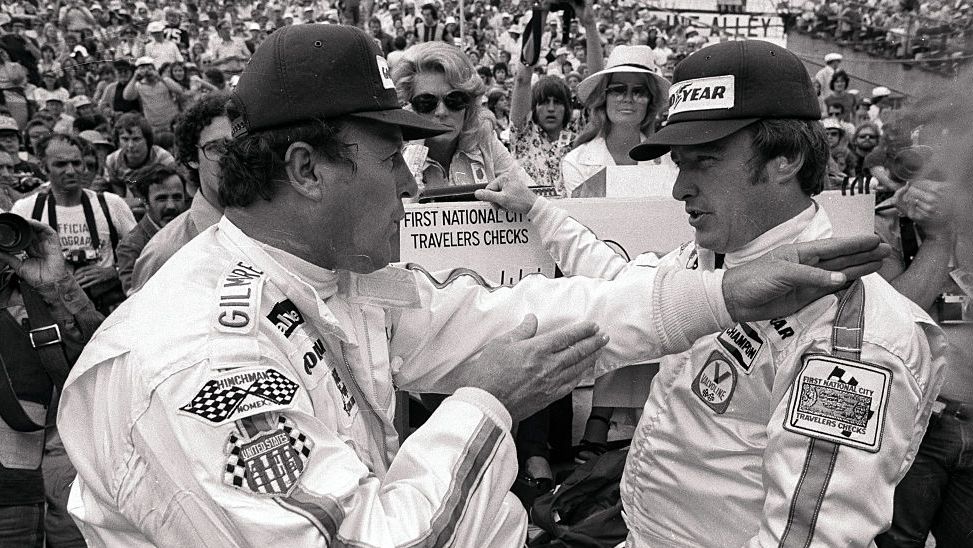 aj foyt talking to johnny rutherford