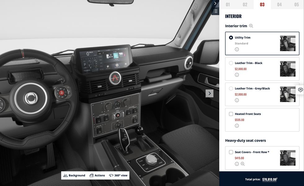 ineos grenadier interior configurator