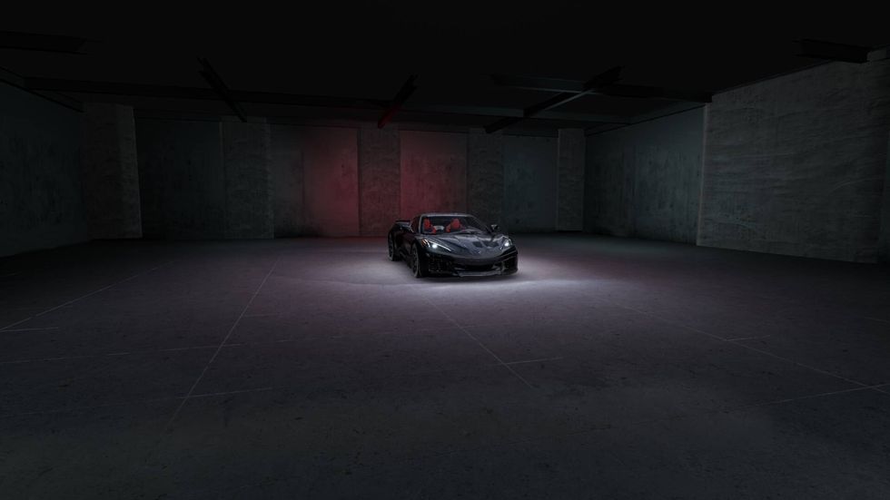 2023 chevrolet corvette z06 configurator graphic wide angle front three quarter view