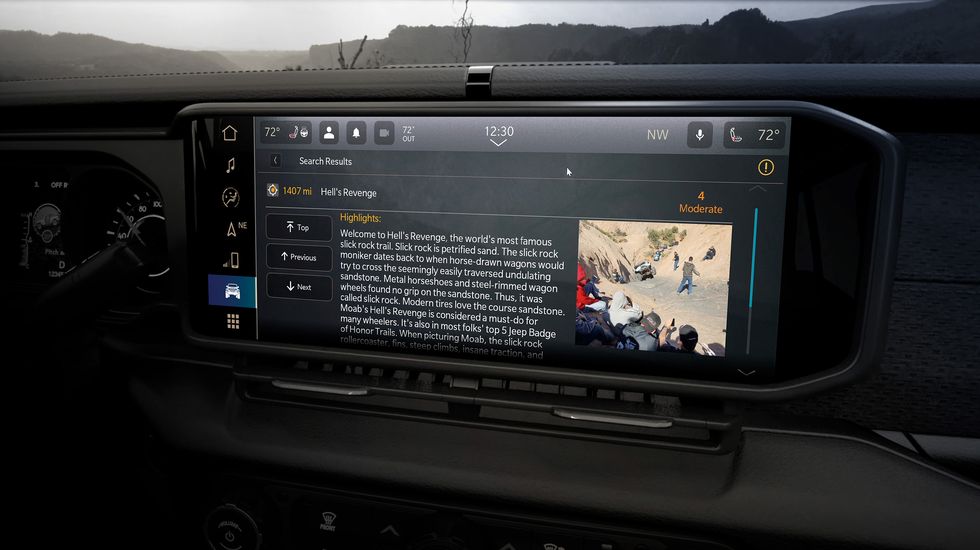 downloaded right into the uconnect 5 system and displayed on the new 123 inch high resolution screen, trails offroad offers detailed trail guides for the 62 jeep® badge of honor trails, which include hell’s revenge in utah