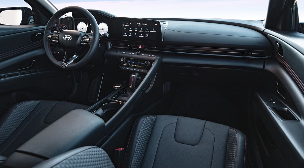 2024 hyundai elantra nline interior in black and gray accents