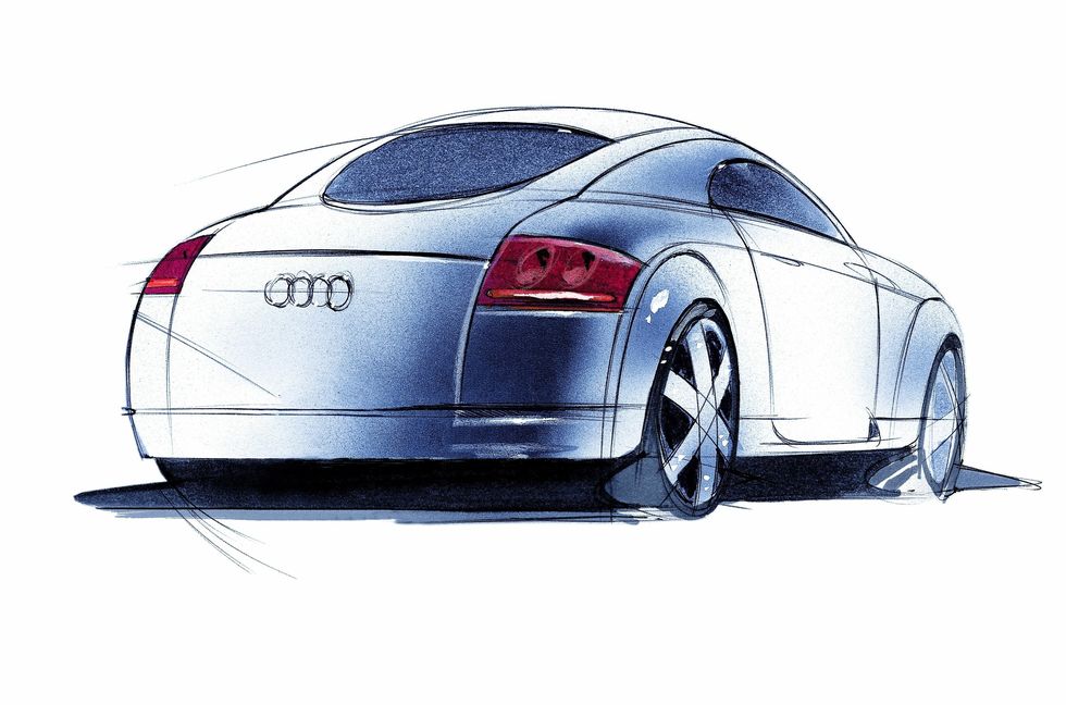 1998 audi tt design sketch in charcoal