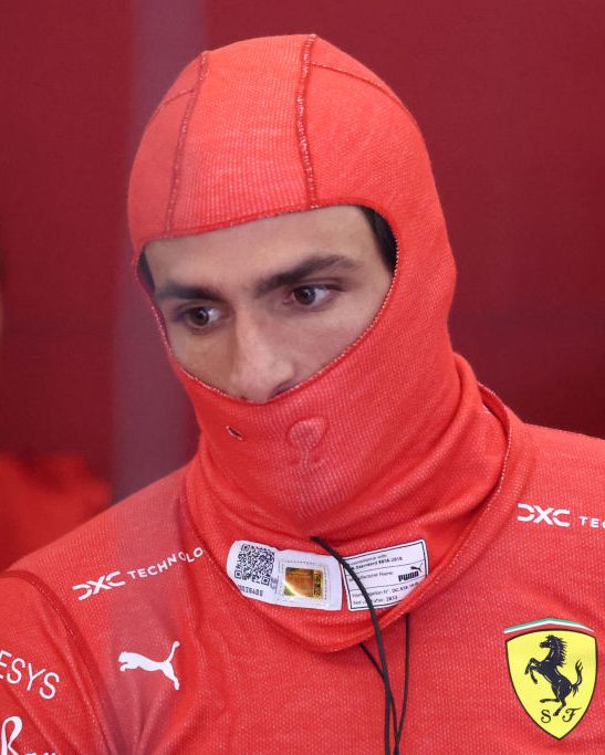 carlos sainz of scuderia ferrari in the box before the f1