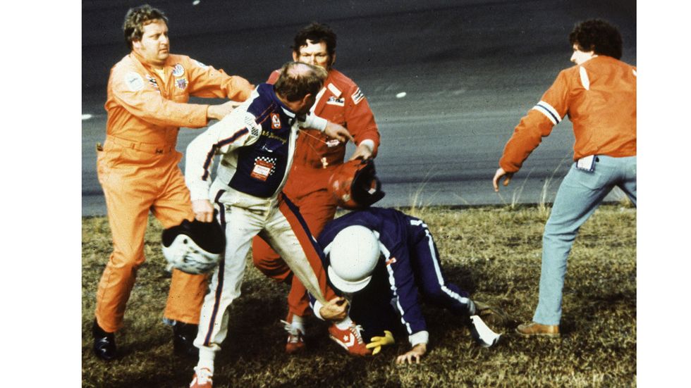 cale yarborough, bobby allison and donnie allison had safety workers scrambling to break up a fight after race