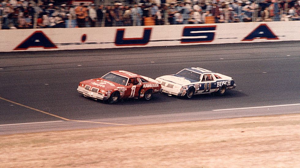 donnie allison leads cale yarborough during the latter stages of the 1979 daytona 500